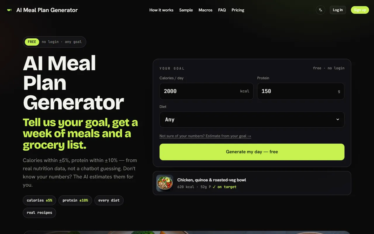 AI Meal Plan Generator screenshot