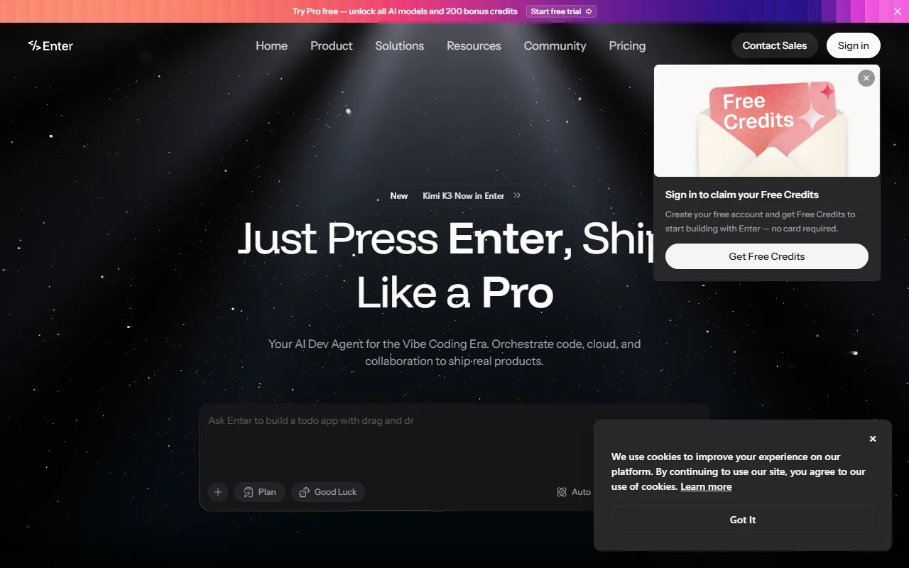 AI Vibe Coding Tool Free Online – Instantly, No Sign-Up | Enter Pro