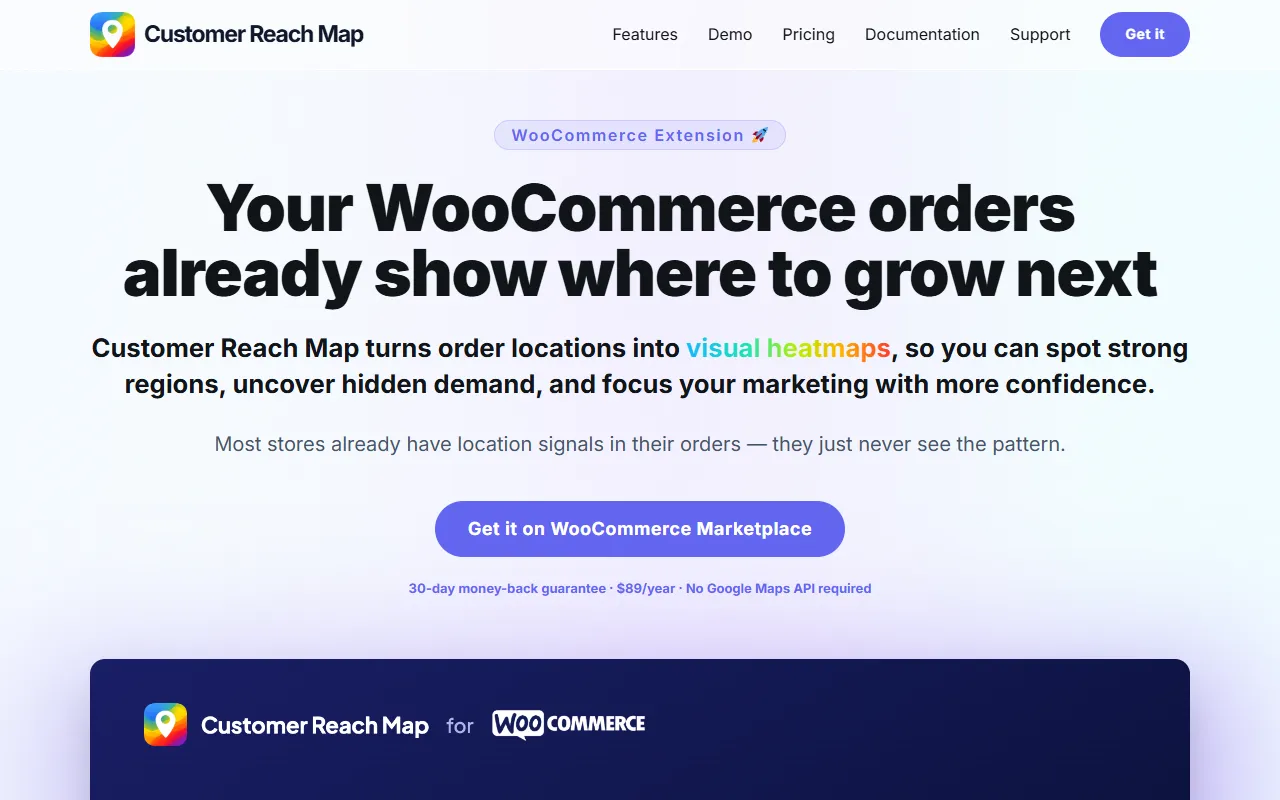 Customer Reach Map for WooCommerce screenshot