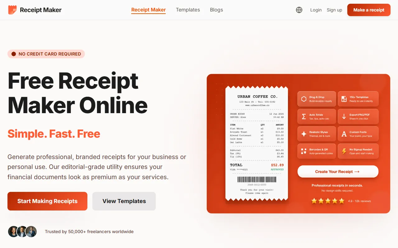 Free Receipt Maker screenshot