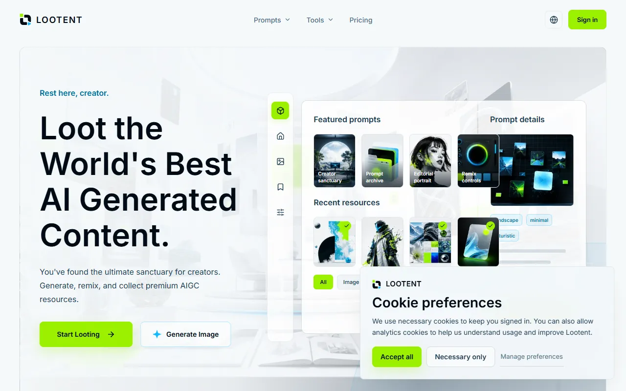 Lootent – AI Generated Content for Creators screenshot
