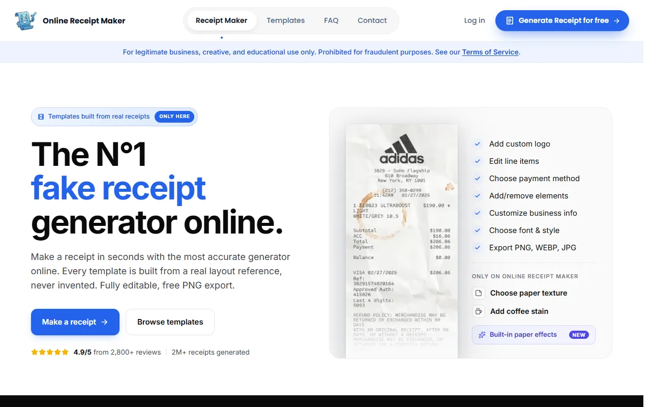 Online Receipt Maker screenshot