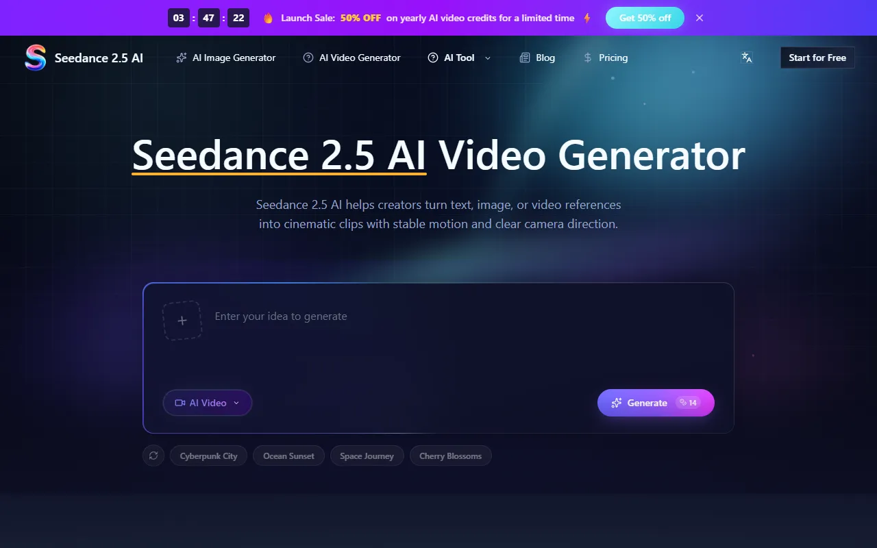 seedance 2.5 ai video generator screenshot