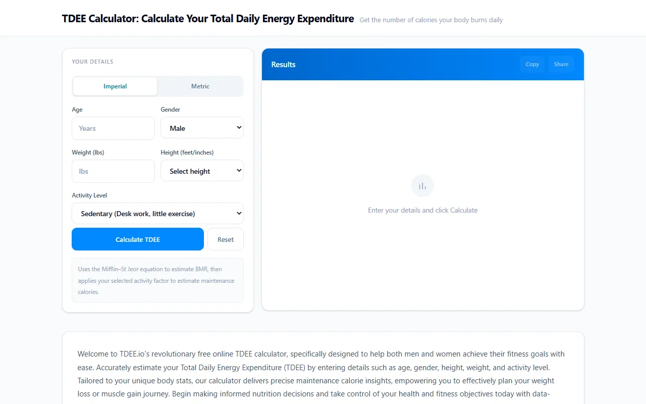 TDEE Calculator screenshot