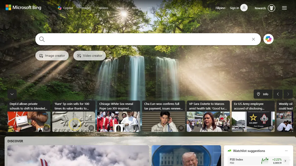 Screenshot of Bing AI search interface showcasing interactive features